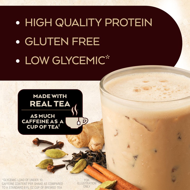 Chai Tea Latte Flavored Protein Shake, High Protein Shake, Low