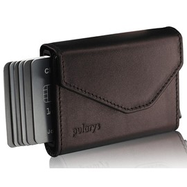 Pularys Compact Wallet, Mini Wallet, Mini Wallet, Men’s RAVEN RFID Wallet, Brown, Small