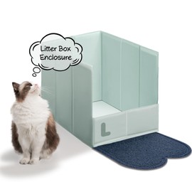 ATBOMA Cat Litter Box Enclosure,Plastic Folding Large Litter Box Enclosure Splash Guard with Litter Mat, Leak & Water Proof,No Assembly Required Pee Shields, Contain Litter,Dog Proof