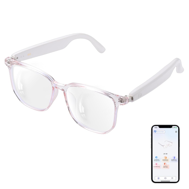 GenXenon AI Smart Glasses with Real-Time Translation, Wireless Bluetooth 5.3,