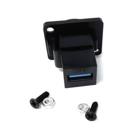 USB 3.0 D-Series Panel Mount Adapter – Socket-to-Socket Connector for 5Gbps High-Speed USB Data Transfer, Black, Screws Included