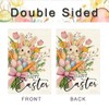 RABUSOFA Happy Easter Floral House Flag 28x40 Inch Double Sided