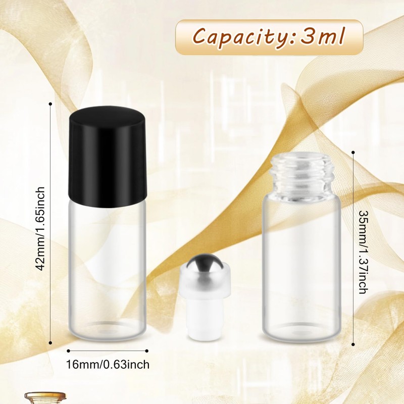 Cositina 100 Pcs Essential Oils Roller Bottles Mini Refillable Glass