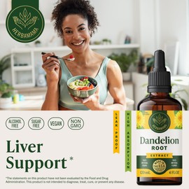HERBAMAMA Dandelion Drops - Vegan Liver Cleanse with Dandelion Root Extract - Non-GMO, Alcohol & Sugar-Free Liquid Liver Support Supplement - 56-Day Supply