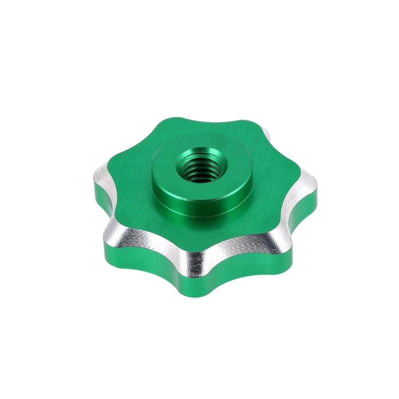 CNC Star Grip Nut Aluminium Anodised Green with Rubber Washer