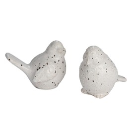 Creative Co-Op Stoneware Bird Accent Decor with Dots, White, Set of 2