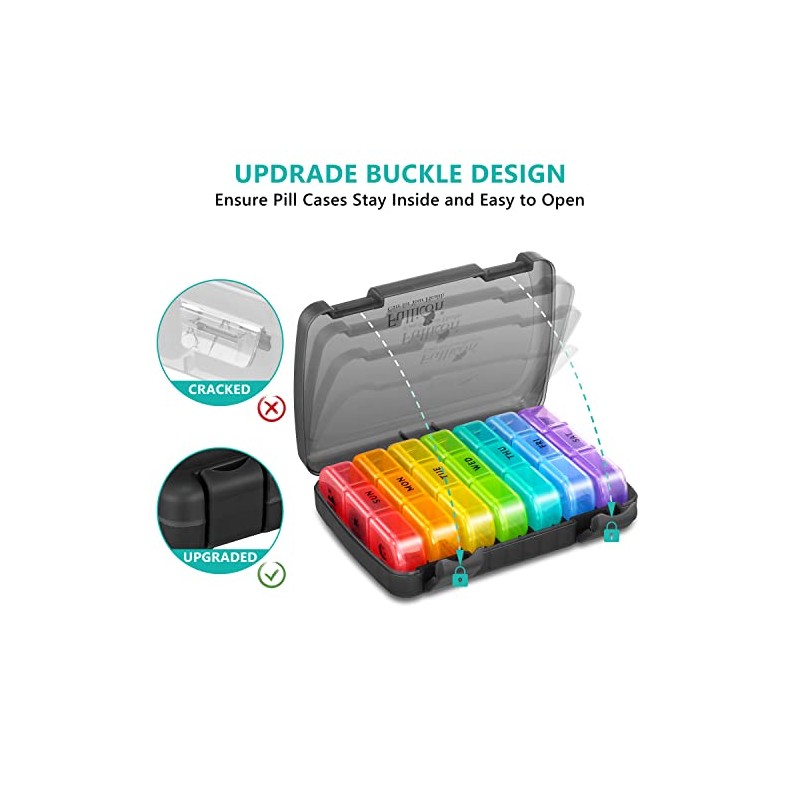 Pill Organizer 3 Times a Day, Fullicon Large Weekly Pill
