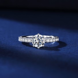 1CT Moissanite Engagement Ring, True D Color VVS1 Stimulated Diamond 925 Sterling Silver Rings, Promise Wedding Rings, 8 Prong Moissanite Engagement Ring, Moissanite Rings For Women, Stone, Moissanite