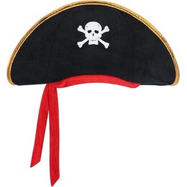 SOPSTUO Pirate Accessories, Pirate Hat Kids Adult, Skull Print Captain Costume Cap with Eye Patch for Funny Party Caribbean Fancy Dress