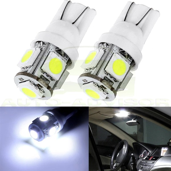 vap-autoparts For 2Pcs White T10 194 168 Wedge 5-5050-SMD LED
