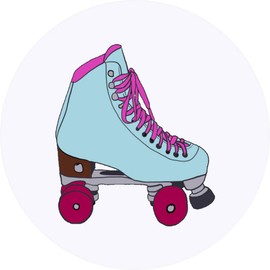 24 x 40mm Round 'Roller Skate' Stickers (SK00034738)
