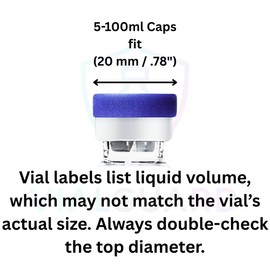 Protective Flexible Vial Caps Multi Pack, 5ml-100ml Sizes, Clear - Slip-On Design 1 (Mixed, 5-100ml (20 Pack))