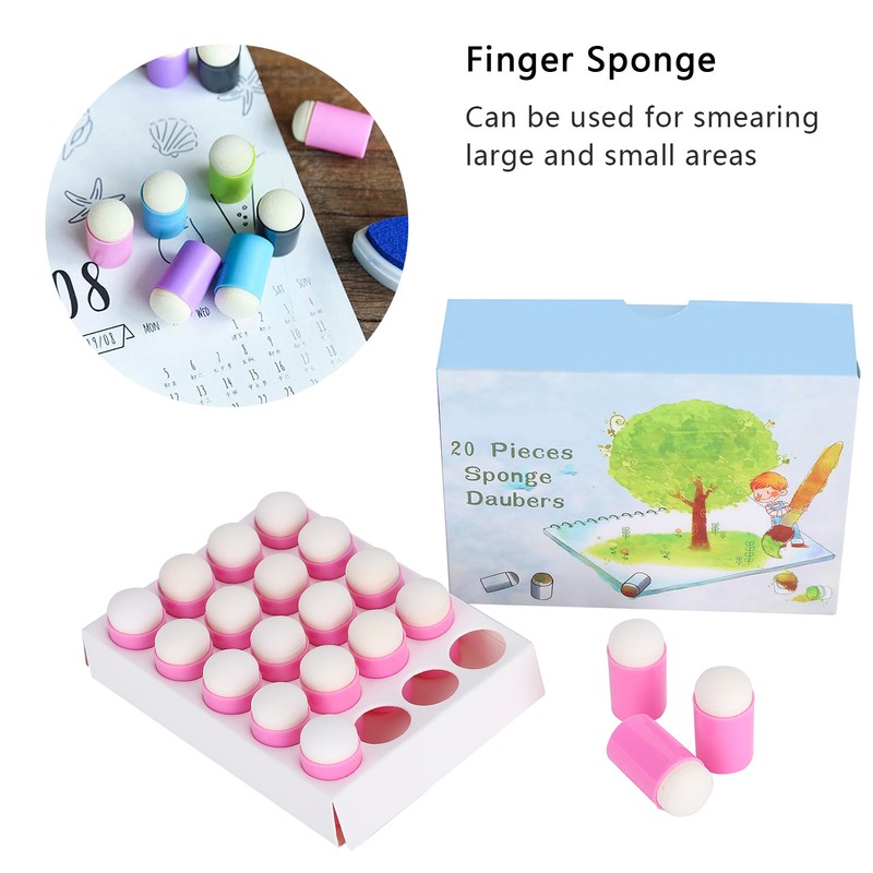 20pcs Finger Sponge Daubers DIY Finger Painting Drawing Stamping Sponge
