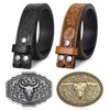 SANSTHS Western Belts for Men Women 2 Pack, Cowgirl Cowboy
