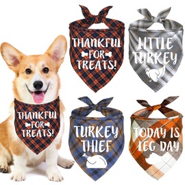 JOTFA 4 Pack Thanksgiving Dog Bandanas, Holiday Dog Bandanas Fall Dog Bandanas Dog Thanksgiving Outfit for Small Medium Large Dogs Pets (Small)