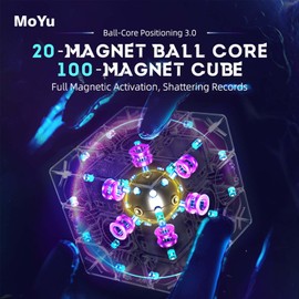 Moyu Super WeiLong 2023 - cubeta magnético de velocidad con recubrimiento UV (3 x 3 pulgadas, cubeta maestro MagLev sin pegatinas, 20 imanes MagLev Ball Core Magic Clothes)