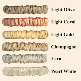 VLOMOT 6 Pcs Set 100% Pure Mulberry Silk Scrunchies Hair Ties with 6 Chic Colors Everyday Skinny Scrunchies Silk Ponytail Holders Hair Care No Damage (Champagne)