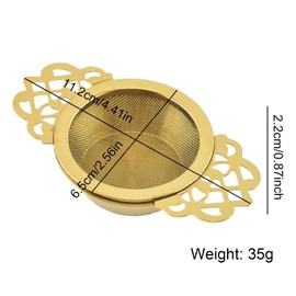 HAFRILY Tea Strainers for Loose Tea with Bowl Stainless Steel Loose Leaf Tea Filter with Double Winged Handles for Teapots Mugs Cups and Tea Set Gold