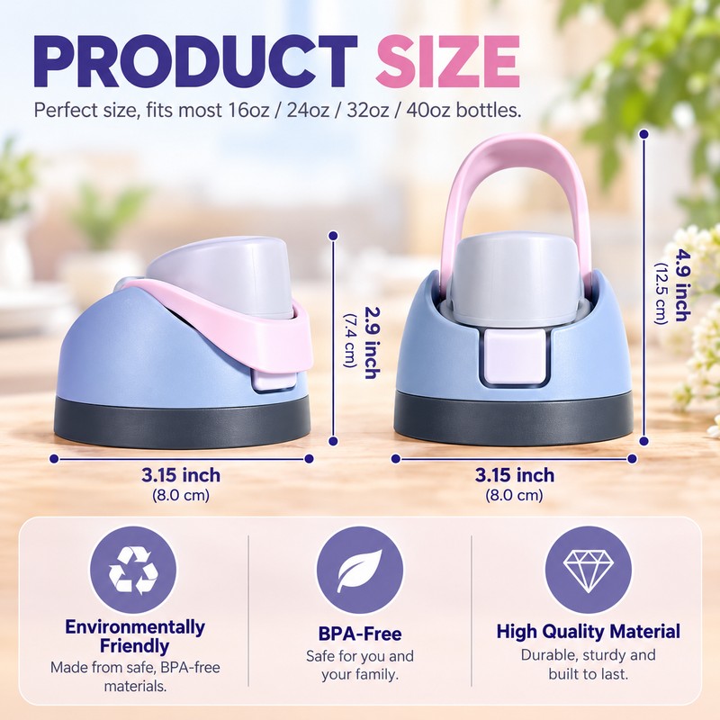 Replacement Water Bottle Lid for Everyday Hydration – Flip-Top Leakproof