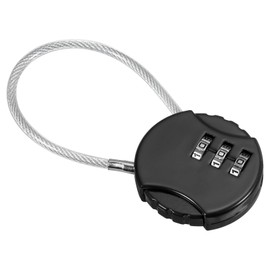 PATIKIL Combination Lock 4.7 Inch, 3 Digit Outdoor Waterproof Code Padlock with Wire Rope for Luggage Gym Locker Fence Toolbox Backpack, Black