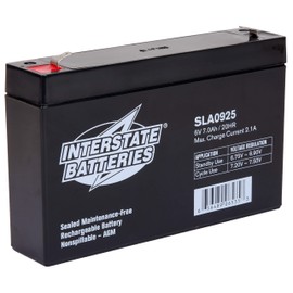 Interstate Batteries Power Patrol 6V 7Ah Battery (SLA0925) Sealed Lead Acid Rechargeable SLA AGM (F1 Terminal) Electric Fences, UPS Backup Systems, Solar Power