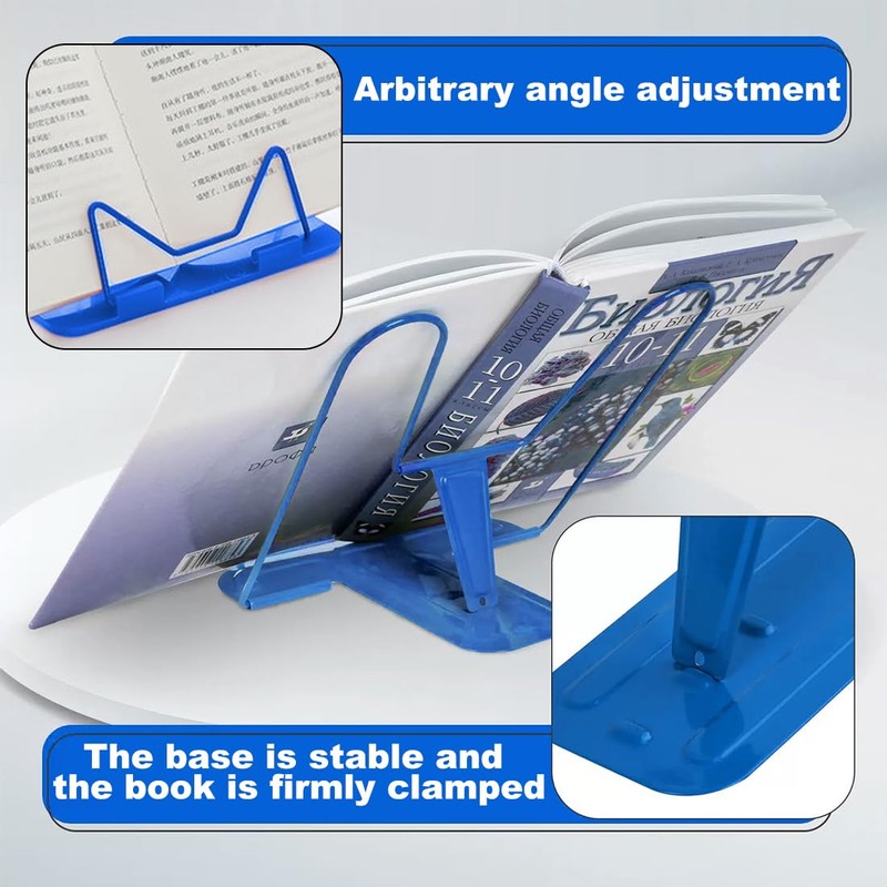 ZOKJSW Reading Stand (Blue, 1 Reading Stand) with Metal Bracket