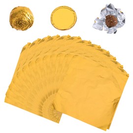 300 PCS Chocolate Wrappers Packaging, 4" X 4" Square Gold Aluminum Foil Candy Wrappers for Homemade Candy, Individual Chocolate Packaging for Wedding Birthday Party