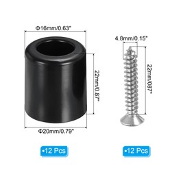 PATIKIL Cutting Board Feet, 12 Pack Round Rubber Feet Bumpers Non Slip Bumper Pads with Stainless Steel Screws for Furniture Chairs Desks Electronics (0.2" Wx0.88 H)