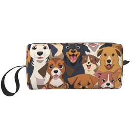 OLUSENMO Compact & Durable Trave Makeup Organizer Bag Oxford Fabric Impact-Resistant Multi-Purpose Storage Perfect for Travel, Gym, Adorable puppy