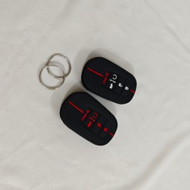 Key Case Compatible with Honda 2022 2023 2024 2025 Civic Pilot HR-V Accord CR-V Key Fob Cover | Silicone 5 Button Key Fob Cover for Honda CRV HRV Accessories 2-Pack, Black and Black