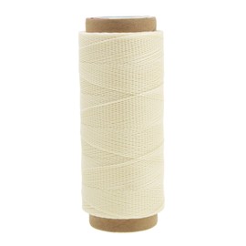 Round Waxed Thread for Leather Sewing - Leather Thread Wax String Polyester Cord for Leather Craft Stitching Bookbinding by Mandala Crafts 0.45mm 219 Yards Natural