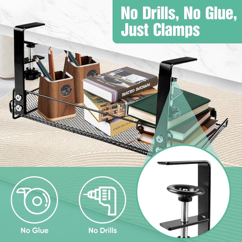 Under Desk Cable Management Tray No Drill, Under-Desk Cable Organiser