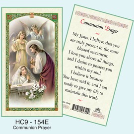 First Communion for Girl Communion Prayer. Laminated 2-Sided Holy Card (3 Cards per Order)