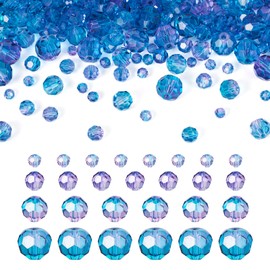 FASHEWELRY 4 Strands Transparent Faceted Glass Beads Strands Round Crystal Loose Spacer Beads Bicone Bead for Jewelry Craft Necklace Earring Making (Royal Blue)