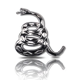 Dont Tread on Me Metal Car Sticker, Gadsden Flag Auto Emblem, 3D Snake Decal for Automotive, Truck, Motorcycle (Silver)