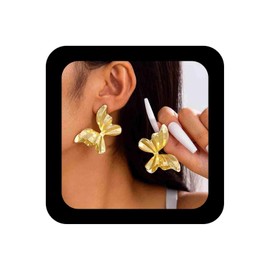 Enautoabs Large Metal Butterfly Earrings Exaggerated Butterfly Stud Earrings Vintage Gold Butterfly Dangle Earrings Butterfly Shape Statement Earrings Jewelry for Women