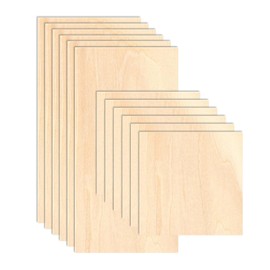 12Pcs Balsa Wood Sheets, 200x100mm &100x100mm Plywood Sheets 1.5mm Thin, Unfinished Basswood Sheets Board for Woodcraft Model, DIY Crafts, Painting, Engraving, Stenciling, Home Decor(2 Sizes)