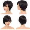 BM Peluca De Cabello Humano Corto De Color Negro Pixie