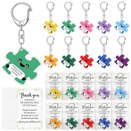 Geelin 60 Set Team Appreciation Gifts for Employee Staff Inspirational Puzzle Piece Keychain Bulk for CNA Week End of School Year (Thank You)