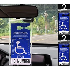 2 PCS Handicap Placard Holder for Auto, Ultra Transparent Handicapped Placard Holder, Handicap Parking Sign Holder With Large Hanger