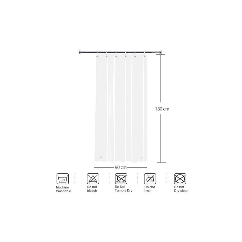 YISURE Narrow Shower Curtain Liner, Clear PEVA Shower Curtain with