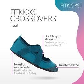 FITKICKS Crossovers Active Footwear, Foldable Shoes, X-Large, Teal