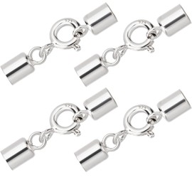 Spring Clasp 925 Sterling Silver Lobster Clasp Spring Rings Clasps with Cord End for 2 mm Bracelets Chains Jewellery Clasp Lobster Clasp Chain Clasp