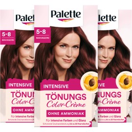 Palette Tint Cream 5-8 Mahogany (3 x 115 ml), Temporary Colouration without Ammonia for Gentle Grey Hair Coverage, Hair Colour for Gradual Washing, Lasts up to 28 Hair Washes