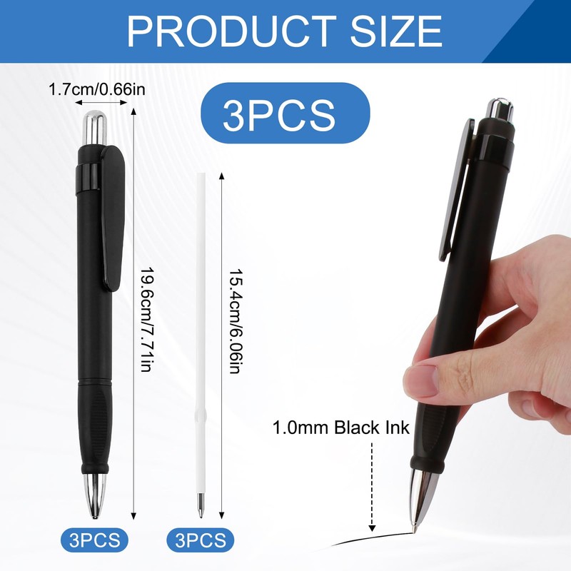 teashow 3Pcs Extra Large Ballpoint Pens, Easy Grip Jumbo Chunky