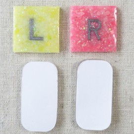 X-Ray Markers - Pastel Yellow and Coral Glitter Epoxy Resin with Lead Letters L & R - NO INITIALS - Small Square Generic Markers Include Extra Strength Adhesive Strips - Reusable & Washable