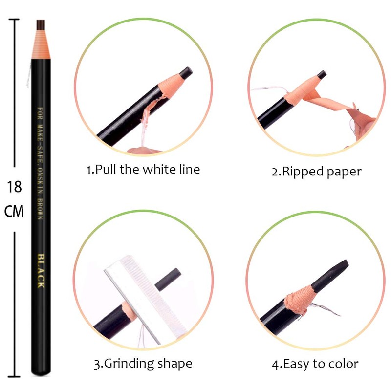 6 Piece Black Colour Waterproof Eyebrows Pencil Tattoo Makeup And