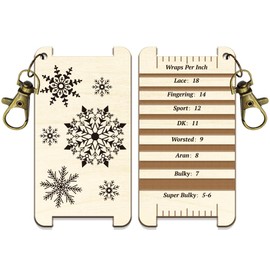 arricraft 1 Pc Knitting Needle Gauge Multifunctional Wood Spinning Control Card, Different Snowflake Patterns WPI Guide Gauge Rulers for Spinners Yarn Measuring Tools Crochet Accessories