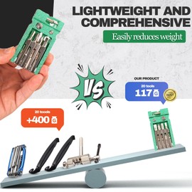 IMPALAPRO Multitool Bicycle 20-in-1 Compact and Ultralight (117.5 g) Chrome Vanadium (CRV) - Bicycle Tool Set for On the Go - Bicycle Tools for On the Go - Bicycle Multitools (Green)