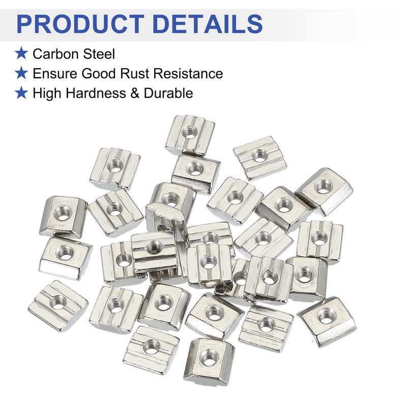 PATIKIL 30pcs T-Nuts M5 8mm T-Slot Nuts Carbon Steel Hammer